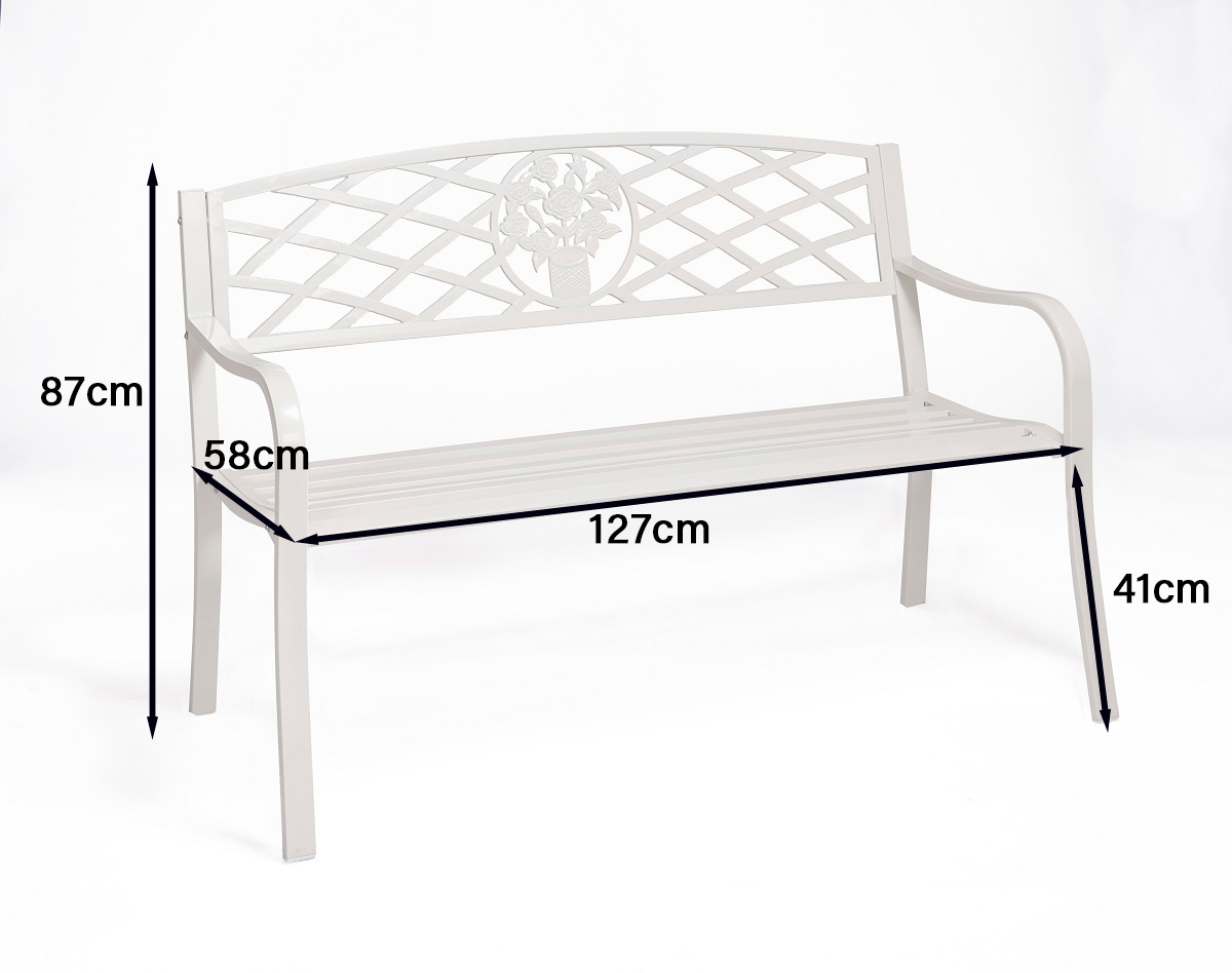 Coalbrookdale White Galvanised Garden Bench | Barnardo's Online Charity Shop